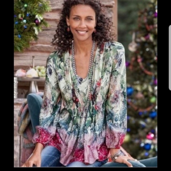Sundance Tops - Sundance Silk Ruched Floral Top